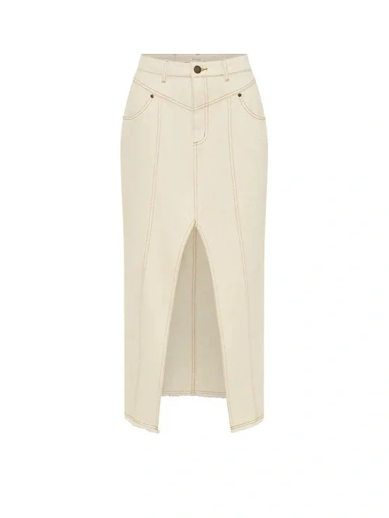 KIVARI Elena Skirt Size 4 Cream Like New | Neutral Classic Coastal - Picture 1 of 7